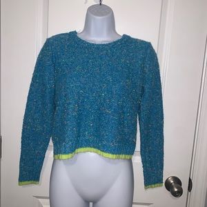 Blue Knit Crop Sweater